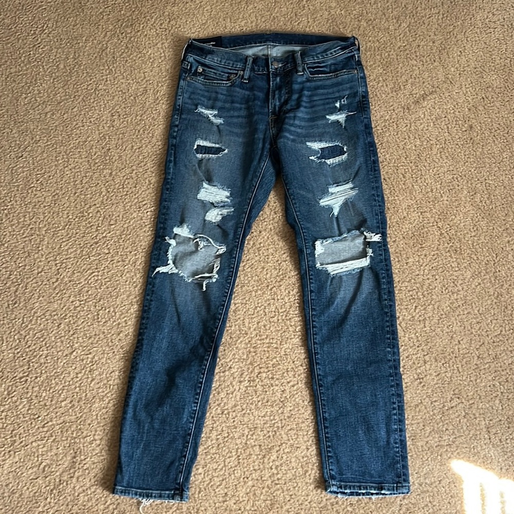 Abercrombie & Fitch AF super skinny stretch jeans ripped distressed 29x30 NWOT